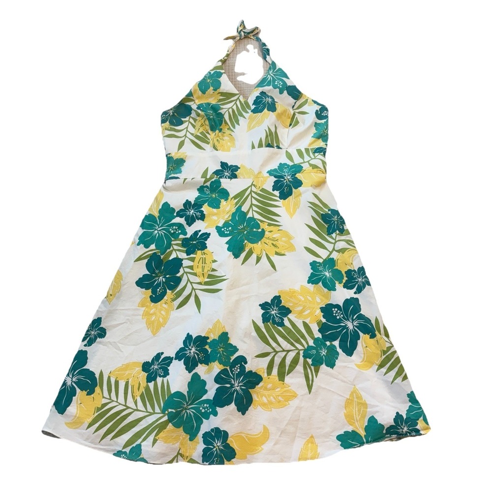 Ann Taylor Sundress Halter Size 6 Yellow Floral Twee Tropical Beach Cruise